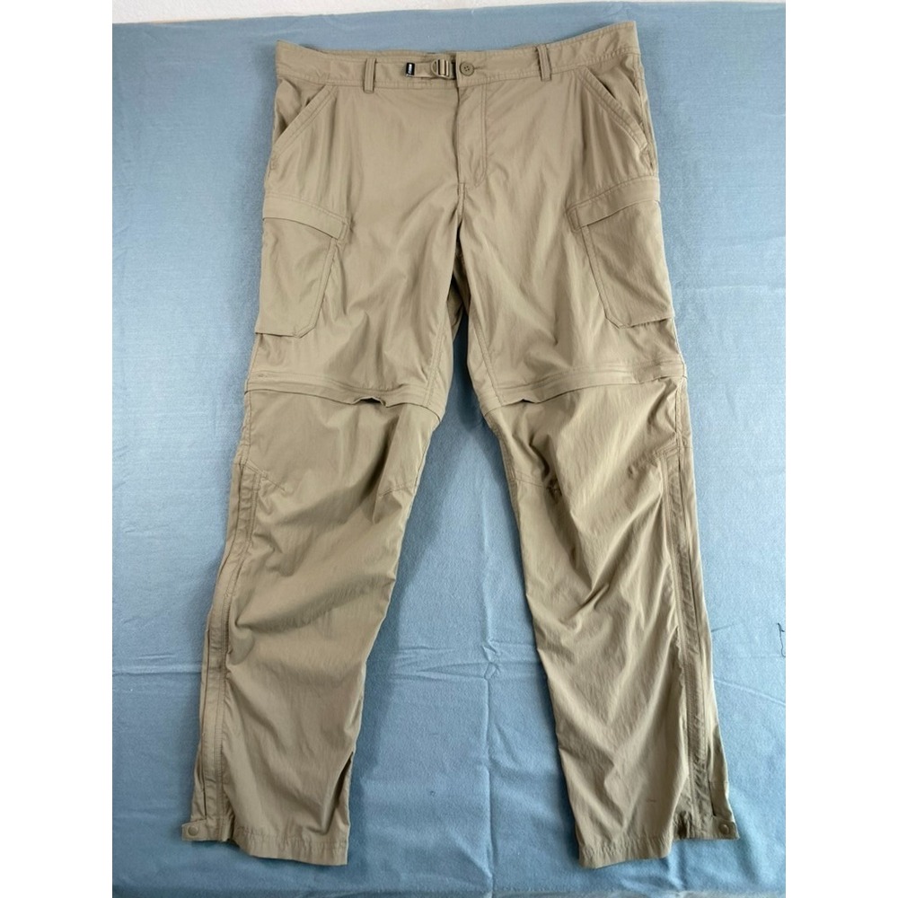 REI Convertible Hiking Pants Men's Sz 42x34L Tall Beige 2-in-1 Nylon Outdoor